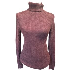 Naked Cashmere 100% Cashmere Ribbed Turtleneck Sweater – Plum Burgundy – Size L